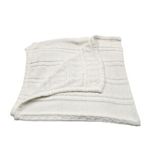 Precious Baby Cable Knit Blanket White Toddler Knit Soft Polyester Vintage 90s